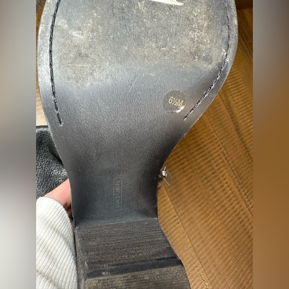 Vince Camuto 6.5 Womens knee high black heel leather boots preowned - Picture 7 of 7